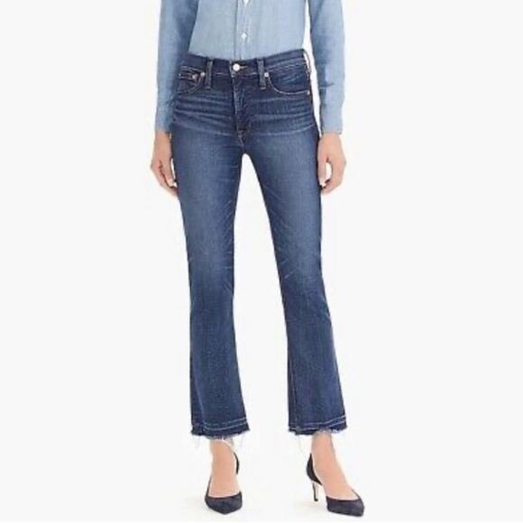 J. Crew Women's Billie Demi Boot Crop Jeans with Raw Hem and Stretch Size 24 - Picture 1 of 9